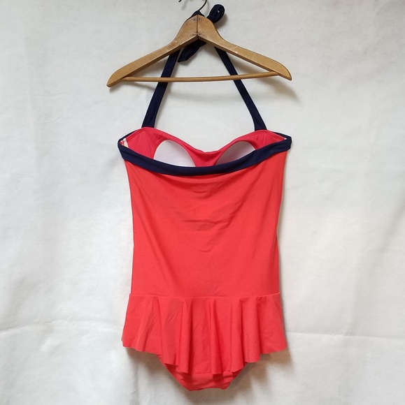 U.S. Polo Assn One Piece Ruffle Skirt Swimsuit L - Picture 4 of 6